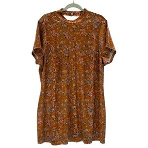NEW Savage X Fenty Psychedelic Velvet Mini Dress Size 3X open back Brown-Orange